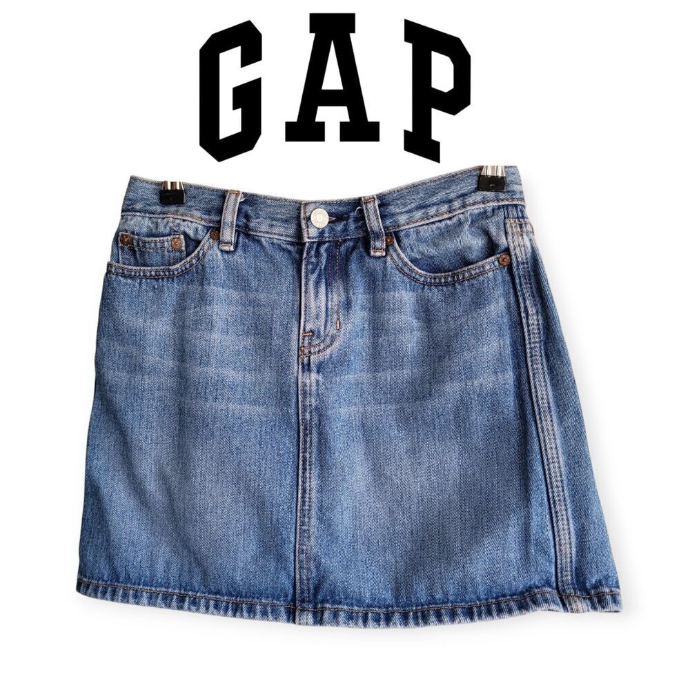 GAP Factory Y2K Vintage Denim Mini Skirt XS Mid Wash 90s Retro Summer Style
